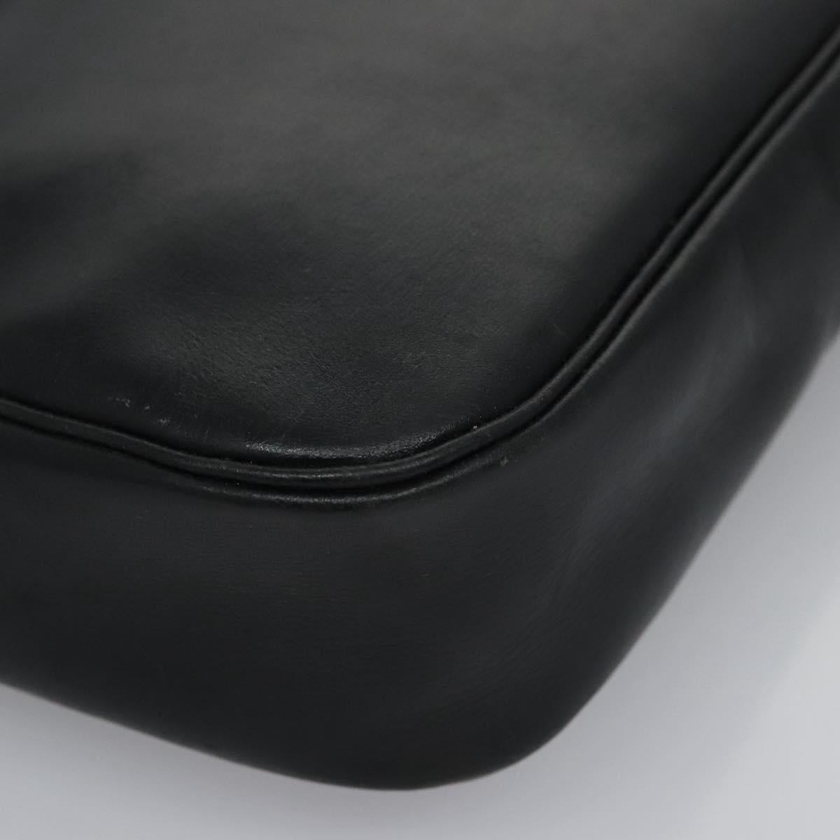 Christian Dior Shoulder Bag Leather Black Gold Auth bs21873