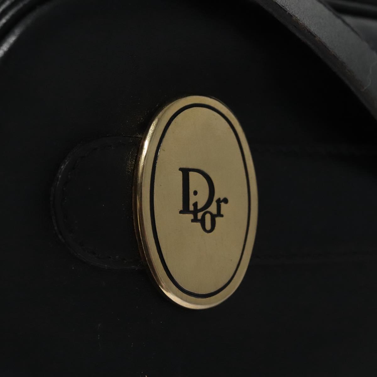 Christian Dior Shoulder Bag Leather Black Gold Auth bs21873