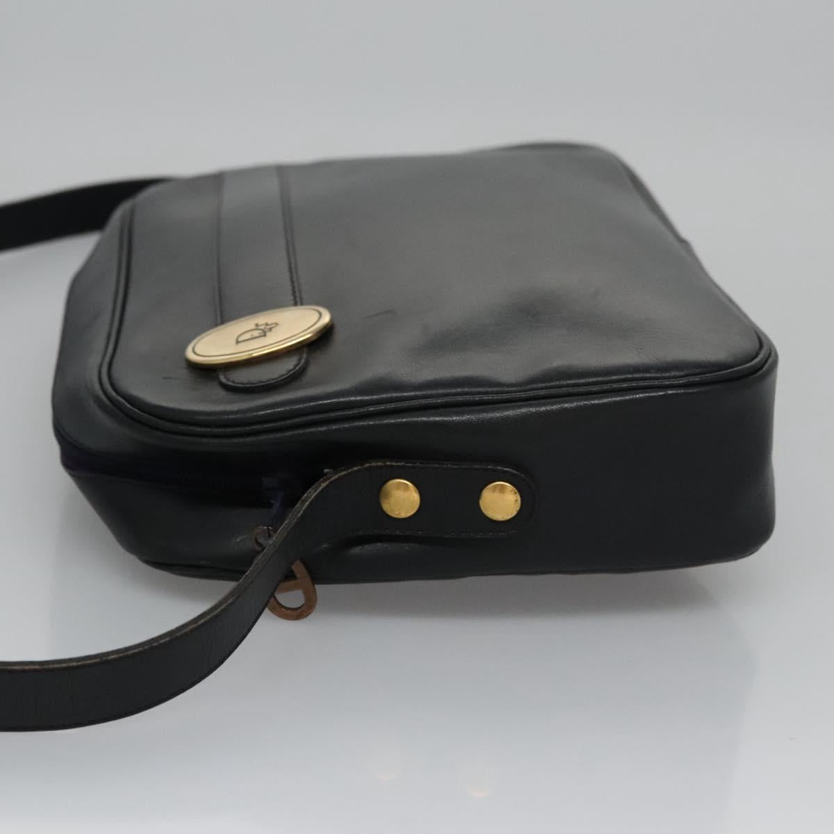 Christian Dior Shoulder Bag Leather Black Gold Auth bs21873
