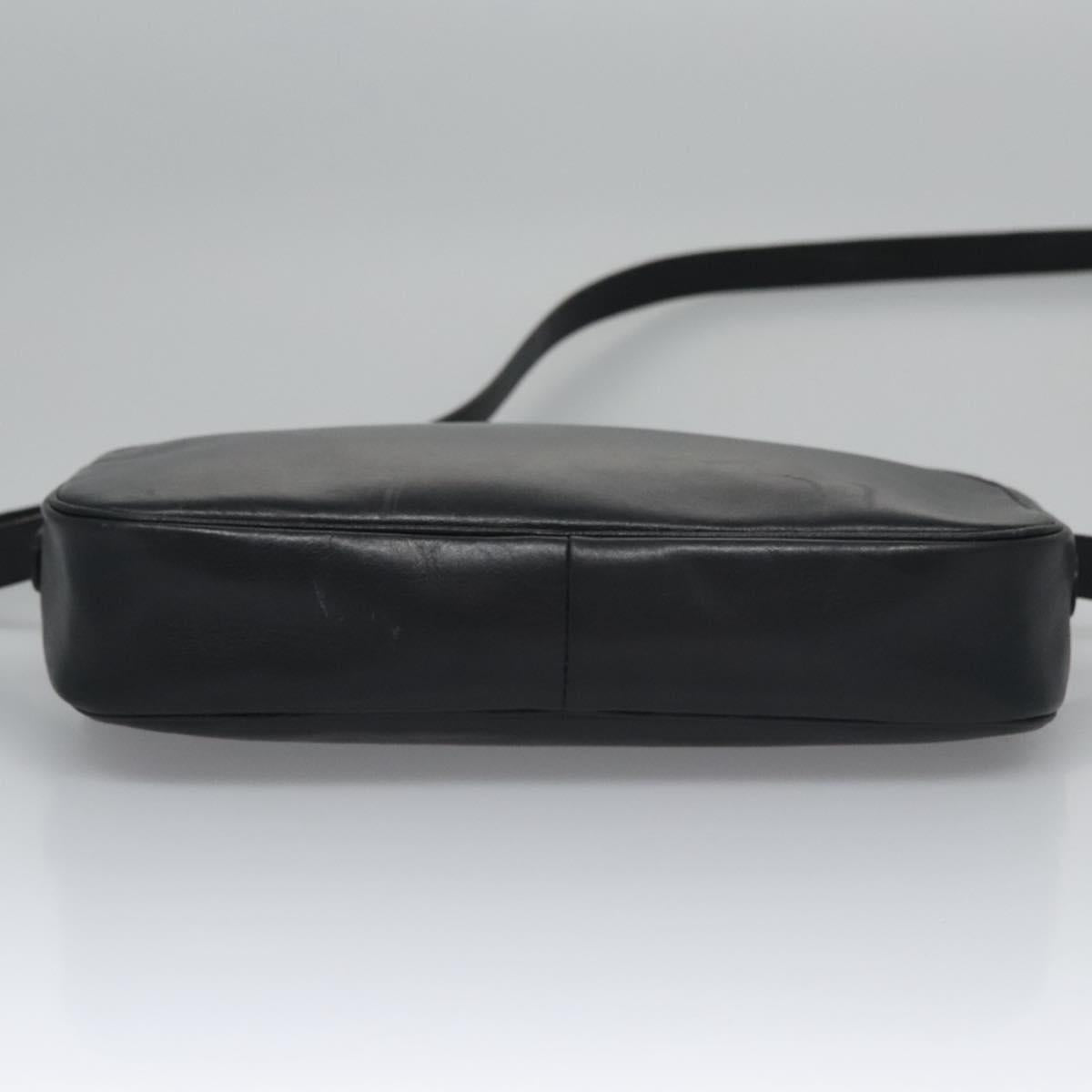 Christian Dior Shoulder Bag Leather Black Gold Auth bs21873