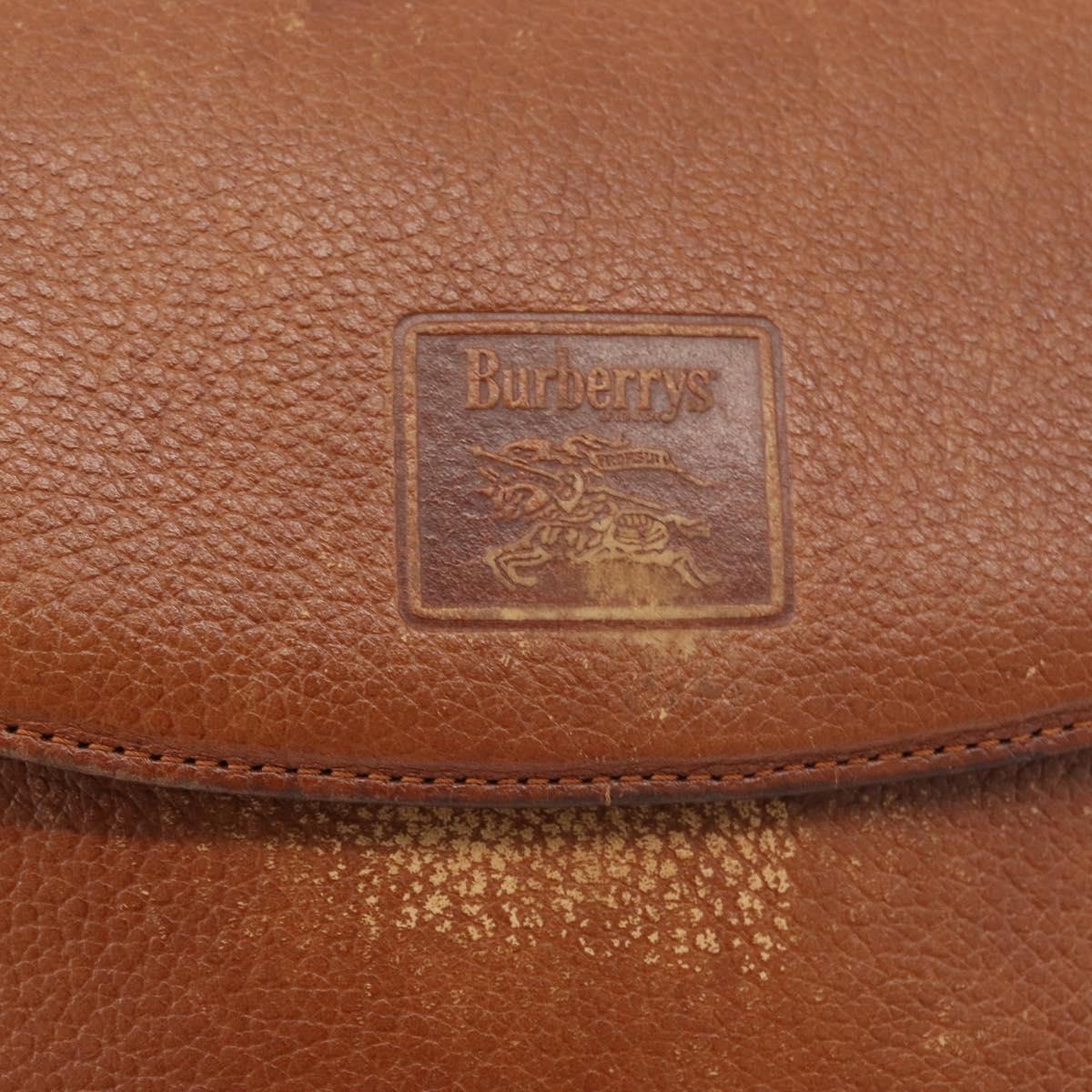 Burberrys Shoulder Bag Leather Brown gold Auth bs21879