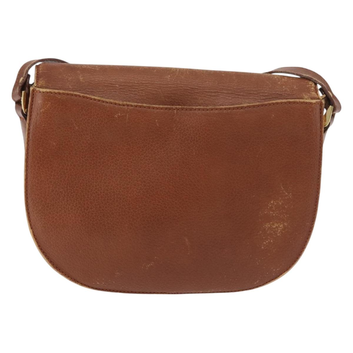 Burberrys Shoulder Bag Leather Brown gold Auth bs21879