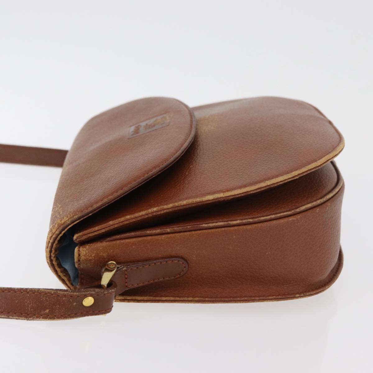 Burberrys Shoulder Bag Leather Brown gold Auth bs21879