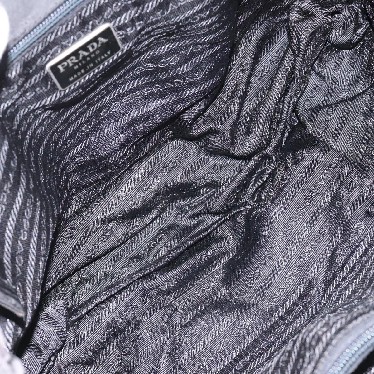 PRADA Tote Bag Nylon Black Silver Auth bs21891