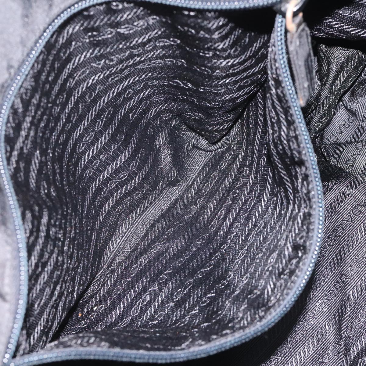 PRADA Tote Bag Nylon Black Silver Auth bs21891