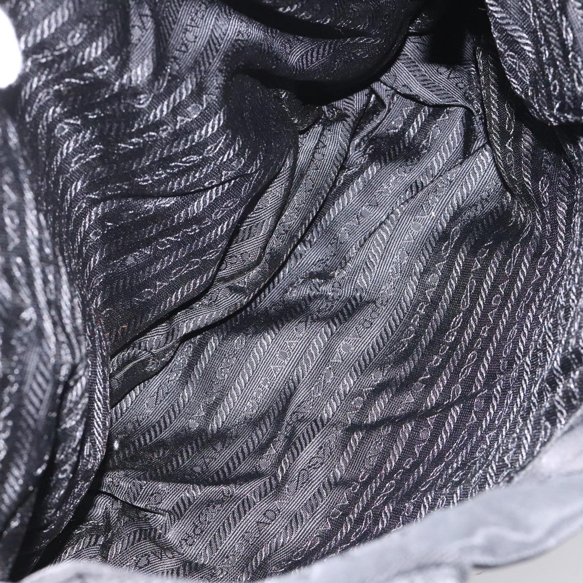 PRADA Tote Bag Nylon Black Silver Auth bs21891