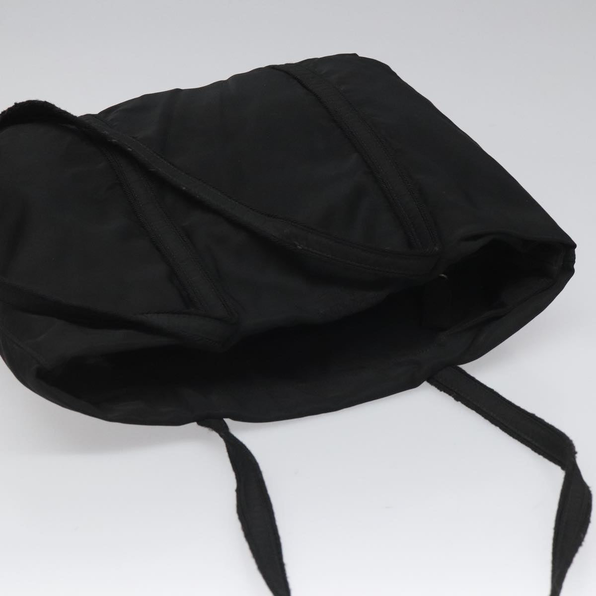 PRADA Tote Bag Nylon Black Silver Auth bs21891