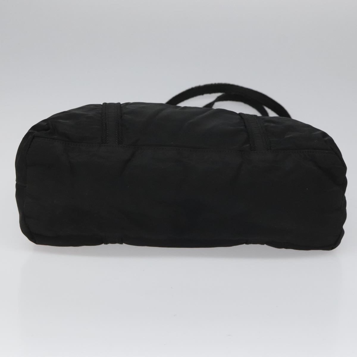 PRADA Tote Bag Nylon Black Silver Auth bs21891