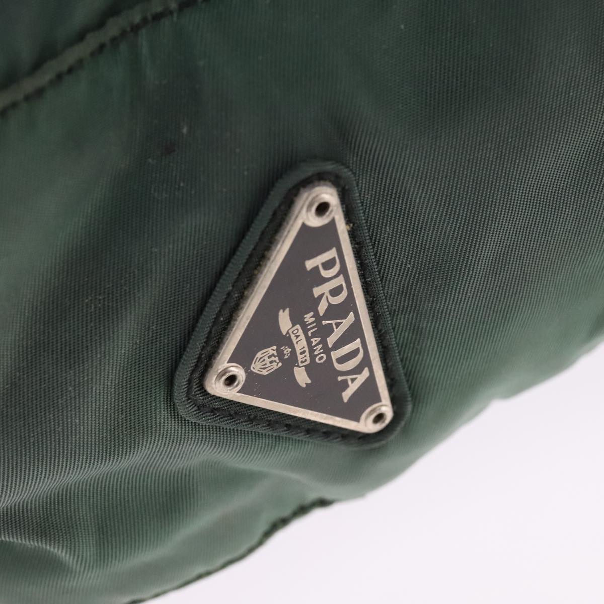 PRADA Hand Bag Nylon Green Silver Auth bs21896