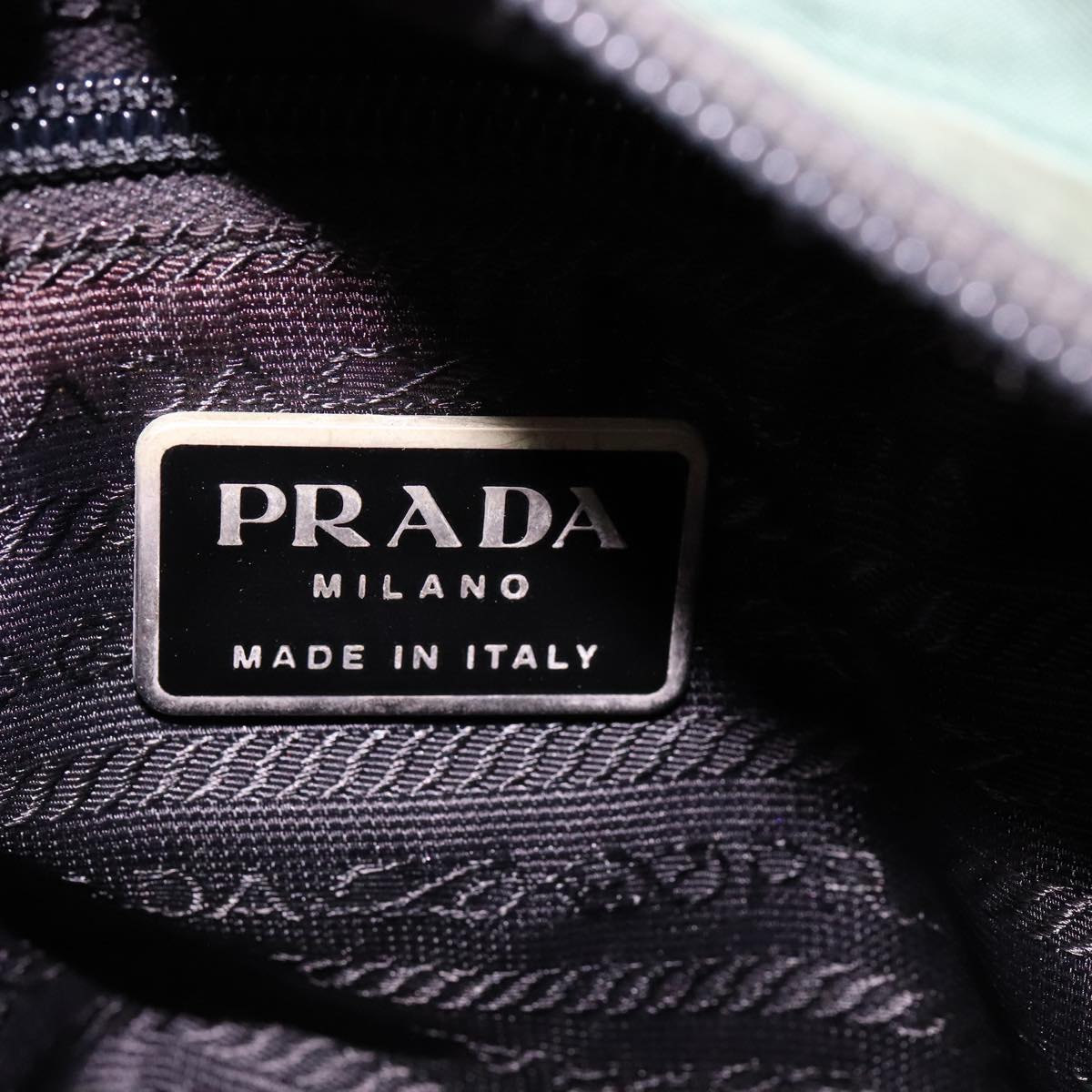 PRADA Hand Bag Nylon Green Silver Auth bs21896