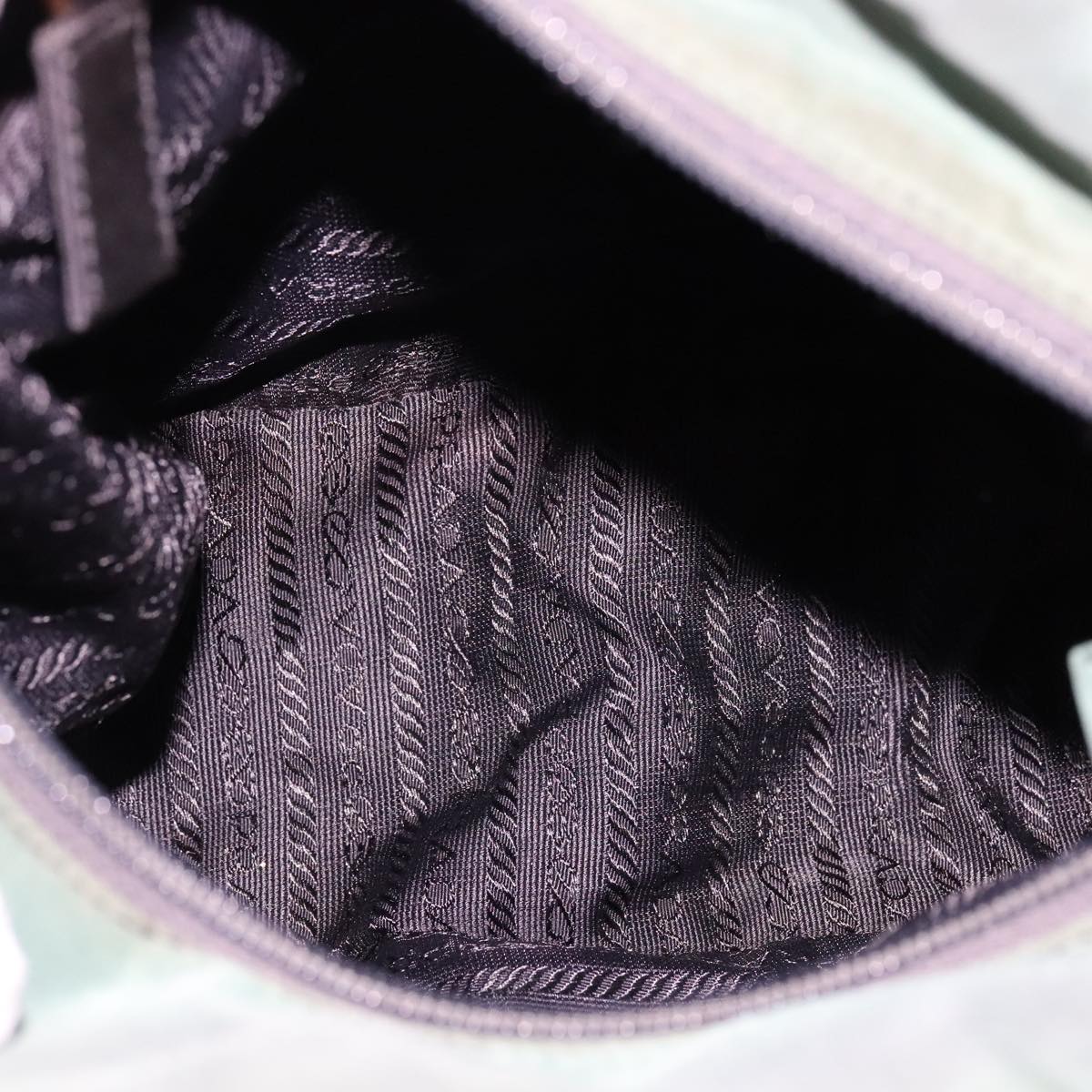 PRADA Hand Bag Nylon Green Silver Auth bs21896