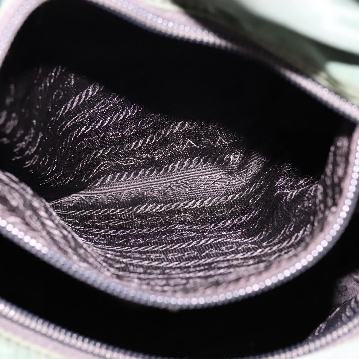 PRADA Hand Bag Nylon Green Silver Auth bs21896