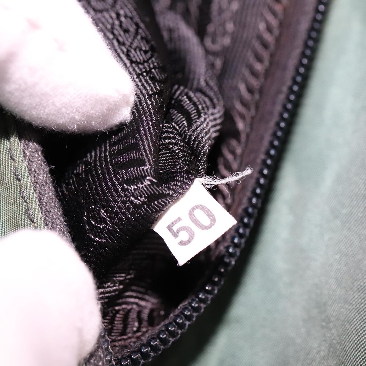 PRADA Hand Bag Nylon Green Silver Auth bs21896