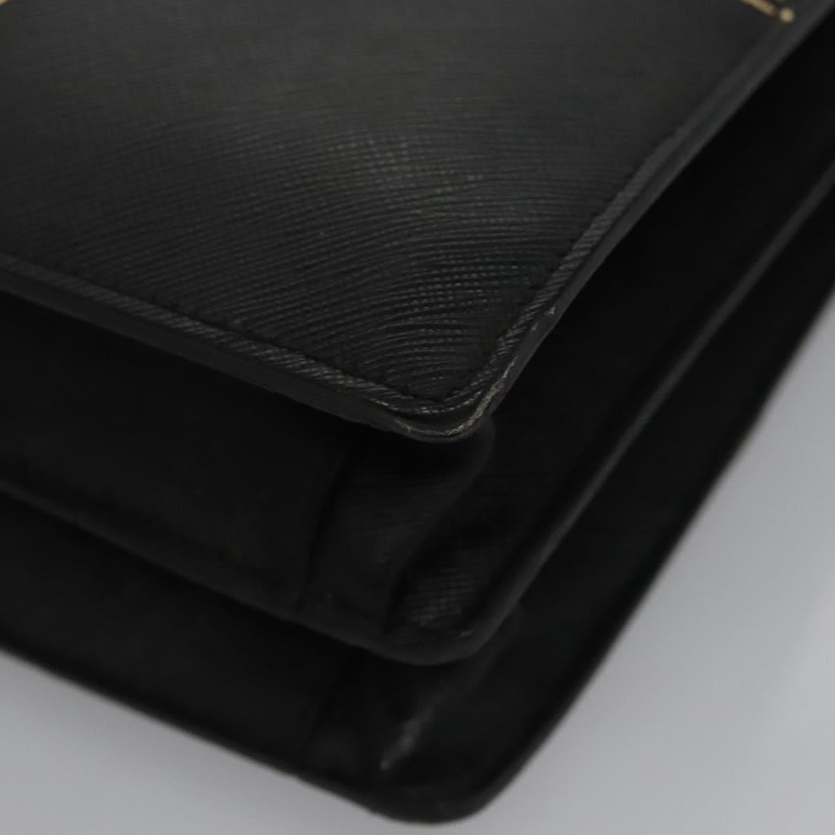 PRADA Business Bag Safiano leather Black Gold Auth bs21898