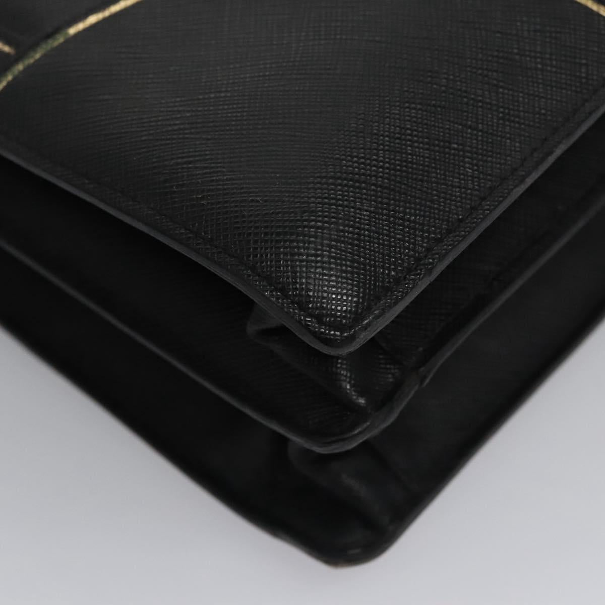 PRADA Business Bag Safiano leather Black Gold Auth bs21898