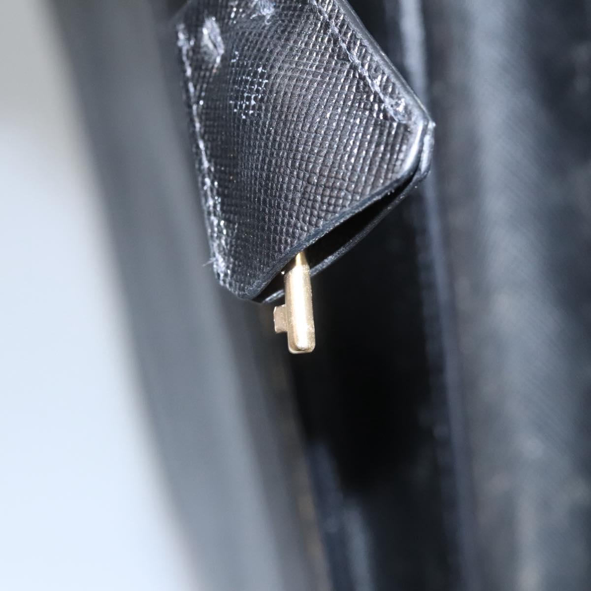 PRADA Business Bag Safiano leather Black Gold Auth bs21898