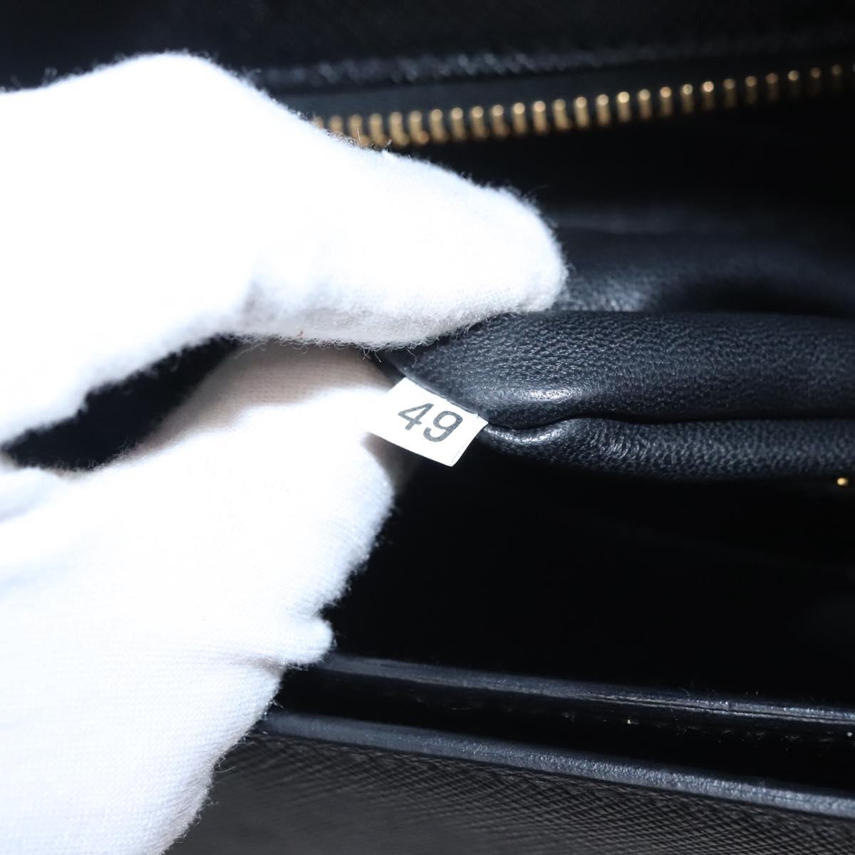 PRADA Business Bag Safiano leather Black Gold Auth bs21898