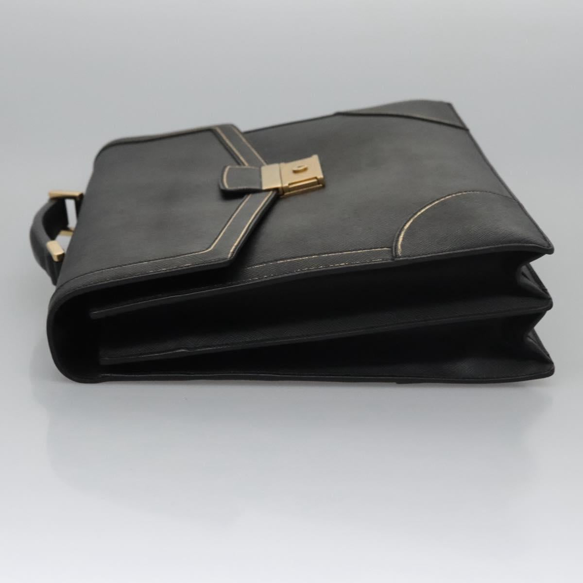 PRADA Business Bag Safiano leather Black Gold Auth bs21898
