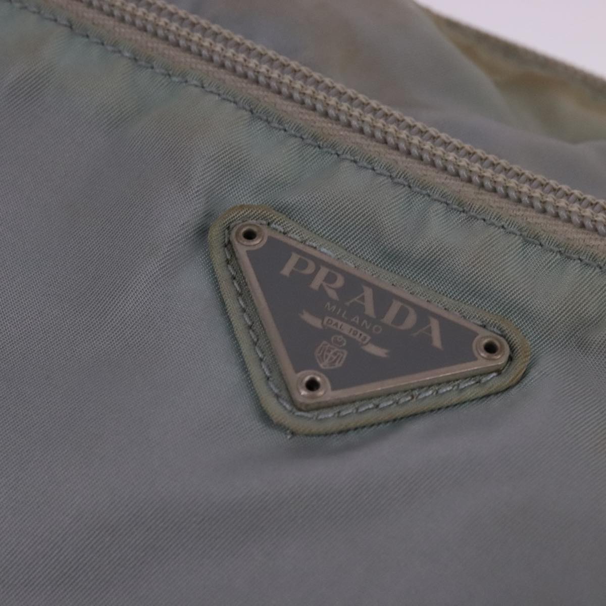 PRADA Shoulder Bag Nylon Light Blue Gray Silver Auth bs21902