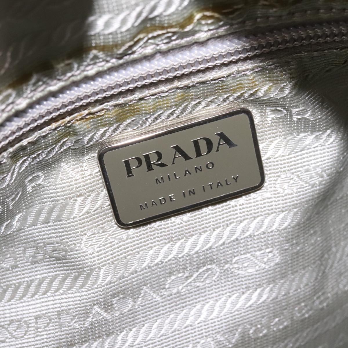 PRADA Shoulder Bag Nylon Light Blue Gray Silver Auth bs21902