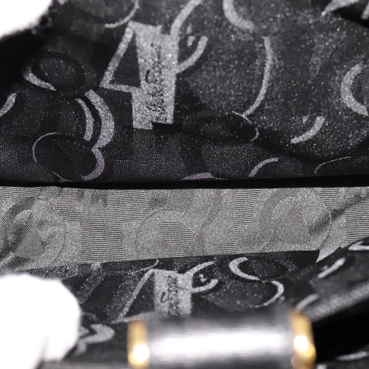 Salvatore Ferragamo Shoulder Bag Leather Black Gold Auth bs21904