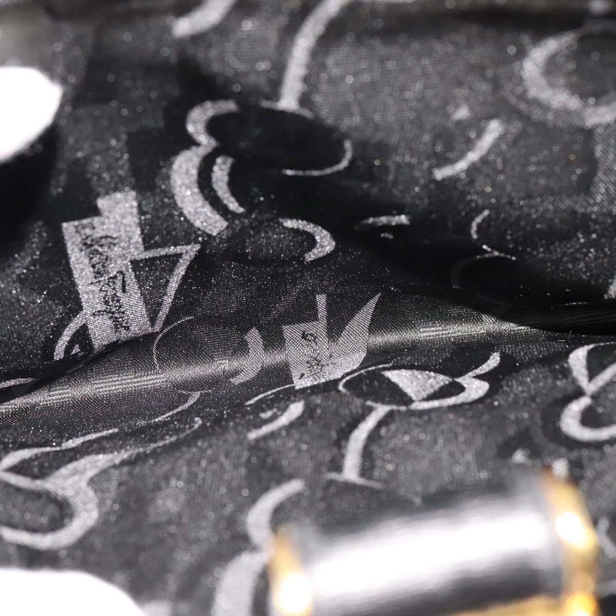 Salvatore Ferragamo Shoulder Bag Leather Black Gold Auth bs21904