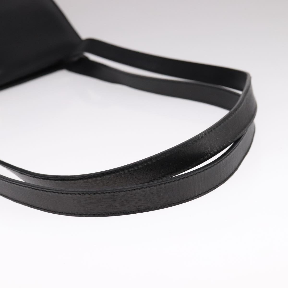 Salvatore Ferragamo Shoulder Bag Leather Black Gold Auth bs21904