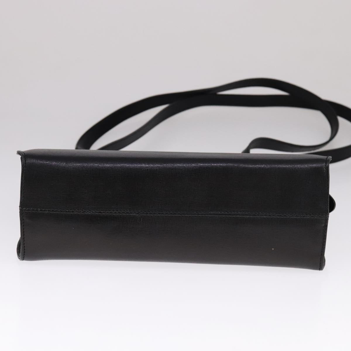 Salvatore Ferragamo Shoulder Bag Leather Black Gold Auth bs21904