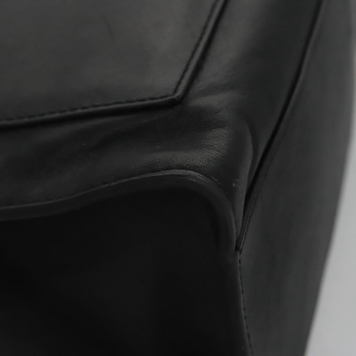 Poro Ralph Lauren Hand Bag Leather Black Silver Auth bs21919