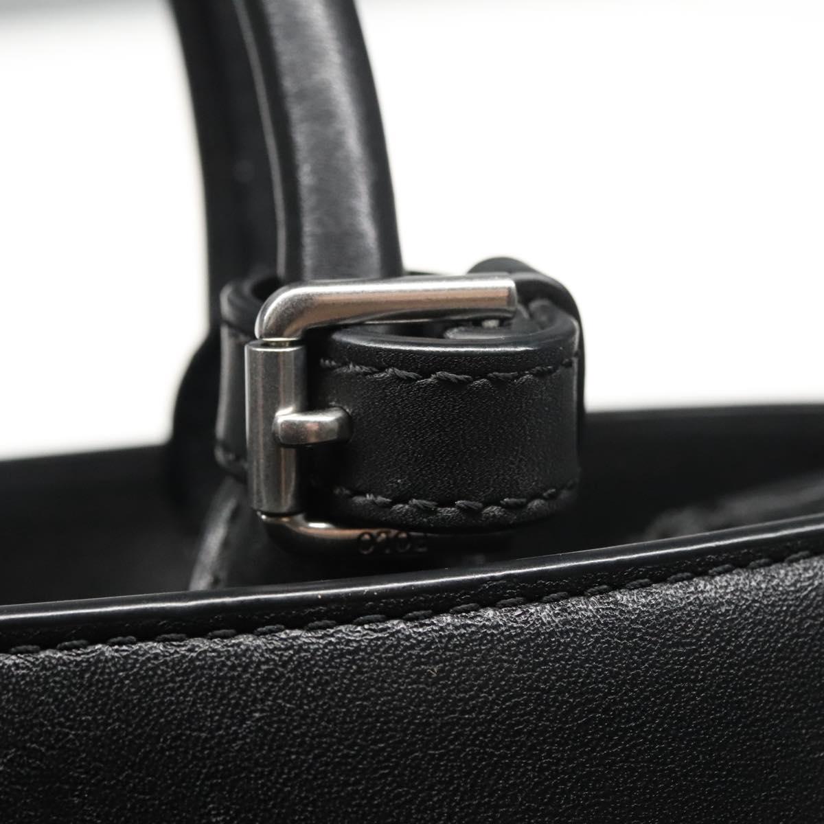 Poro Ralph Lauren Hand Bag Leather Black Silver Auth bs21919