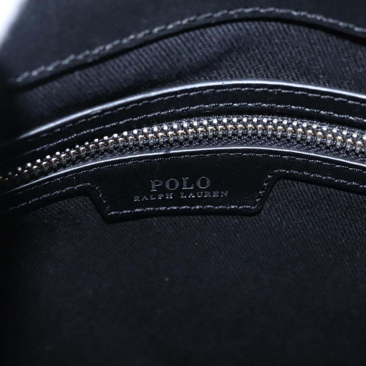 Poro Ralph Lauren Hand Bag Leather Black Silver Auth bs21919