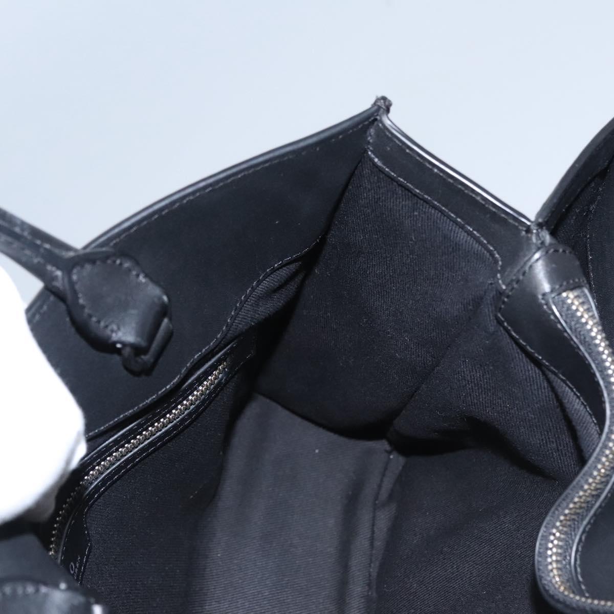 Poro Ralph Lauren Hand Bag Leather Black Silver Auth bs21919