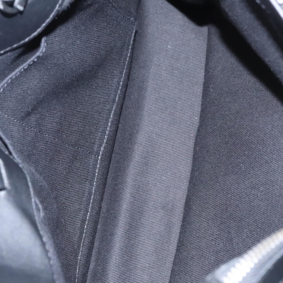 Poro Ralph Lauren Hand Bag Leather Black Silver Auth bs21919