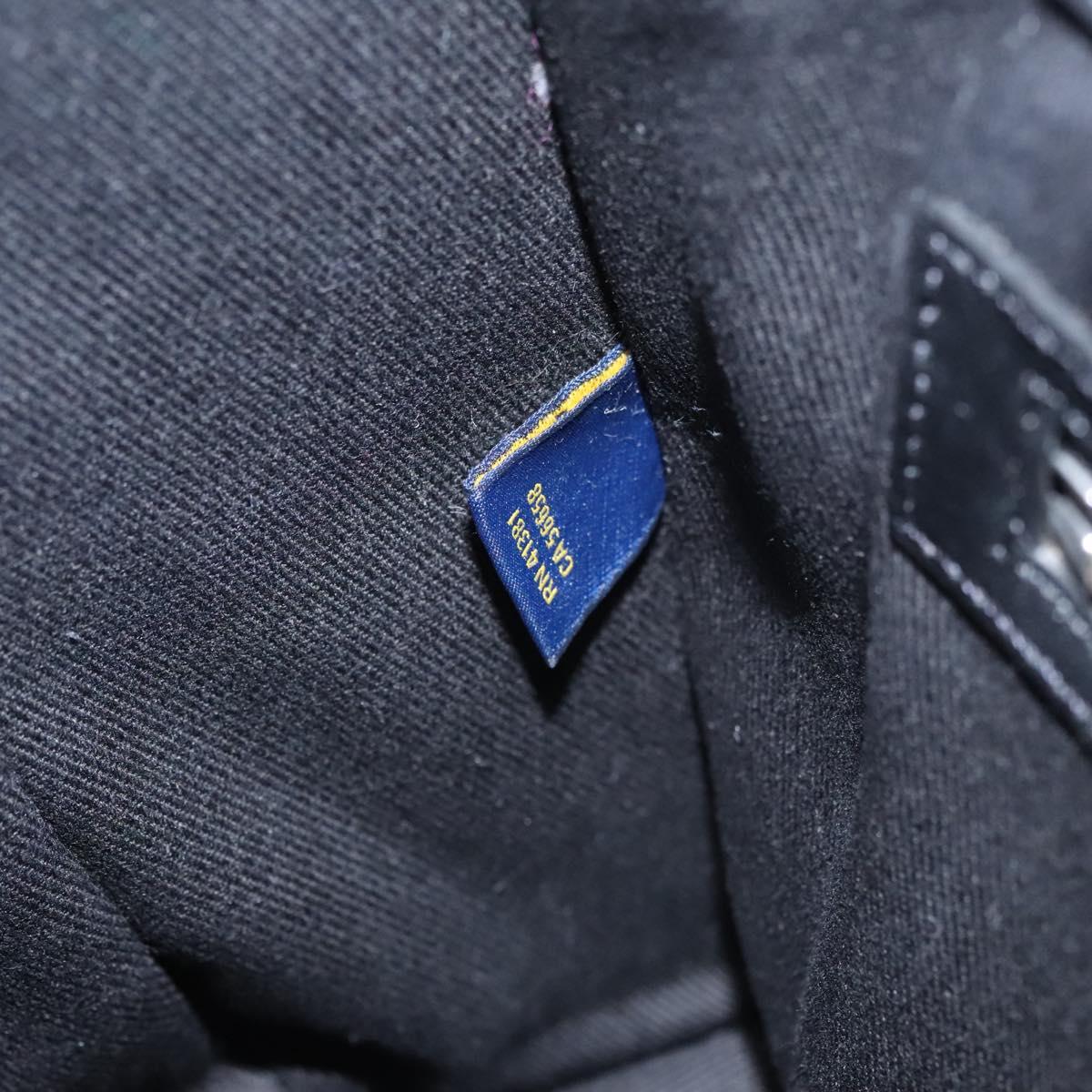 Poro Ralph Lauren Hand Bag Leather Black Silver Auth bs21919