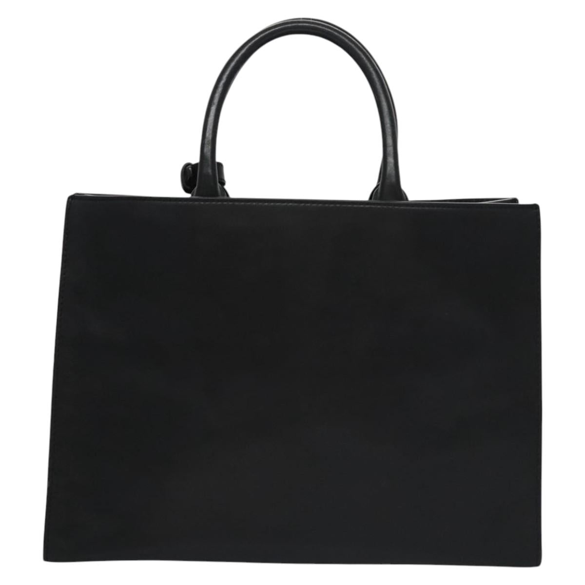 Poro Ralph Lauren Hand Bag Leather Black Silver Auth bs21919