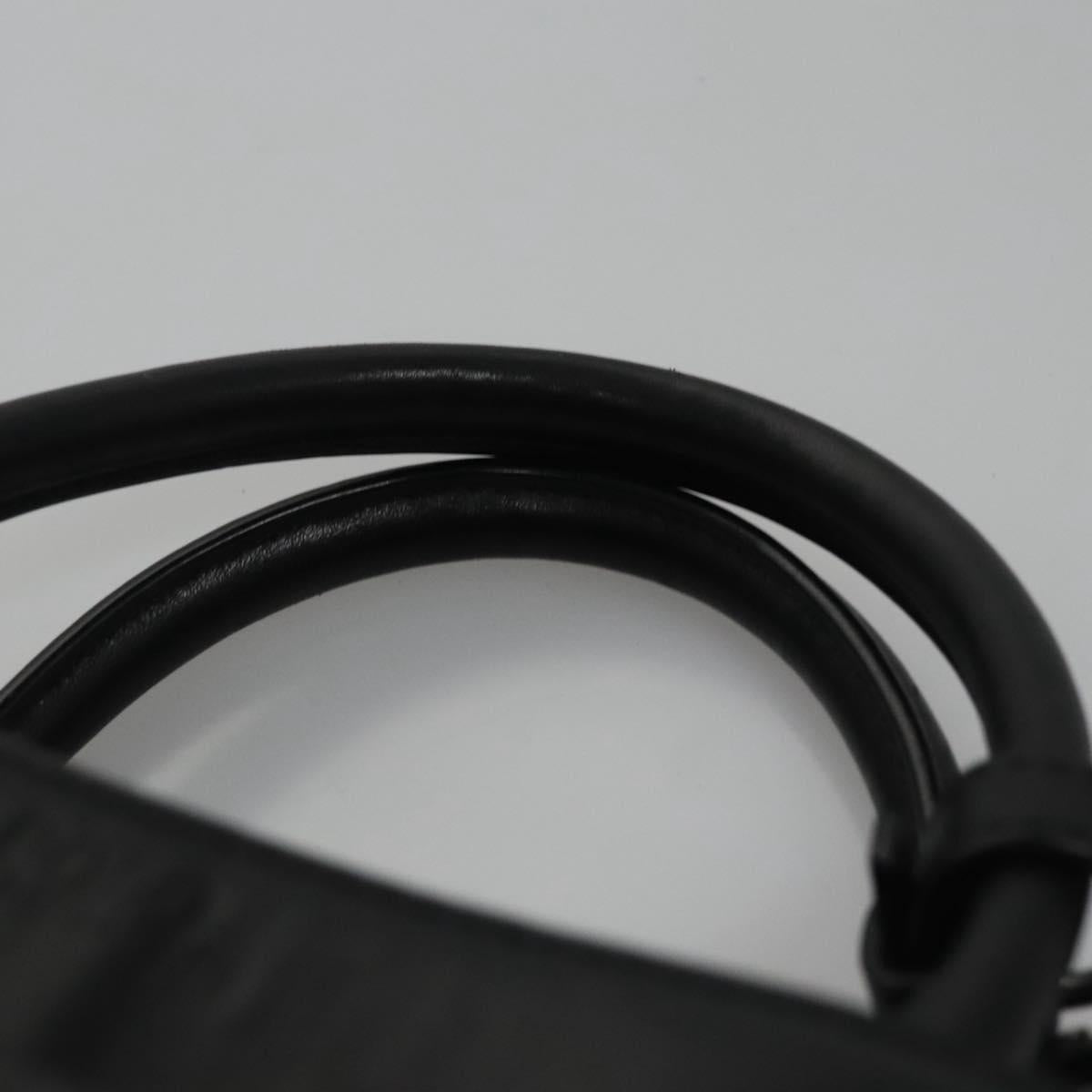 Poro Ralph Lauren Hand Bag Leather Black Silver Auth bs21919