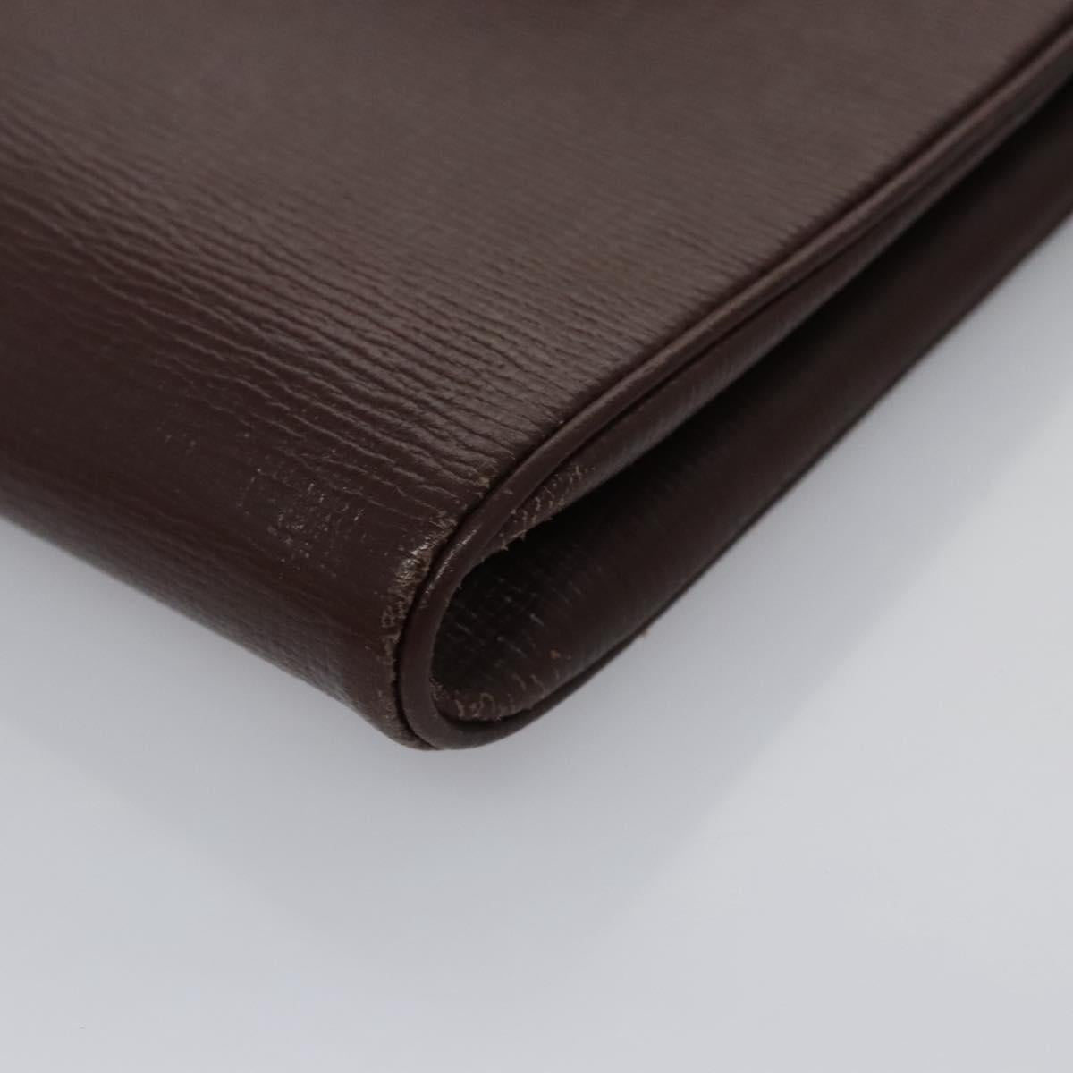 CELINE Circle Shoulder Bag Leather Brown Gold Auth bs21922