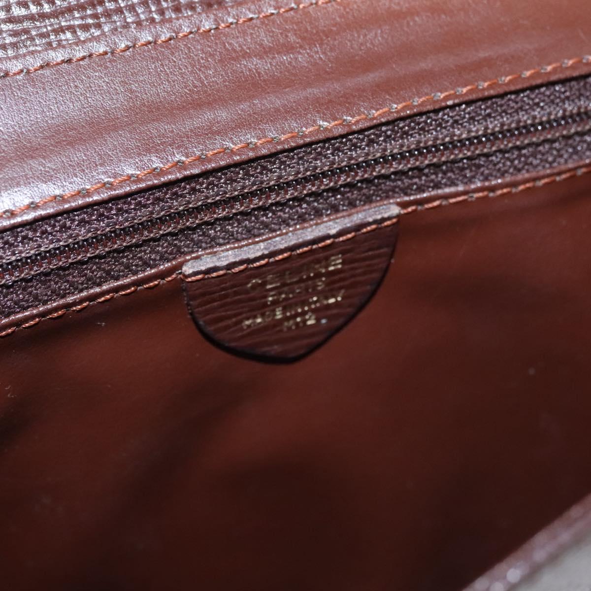 CELINE Circle Shoulder Bag Leather Brown Gold Auth bs21922