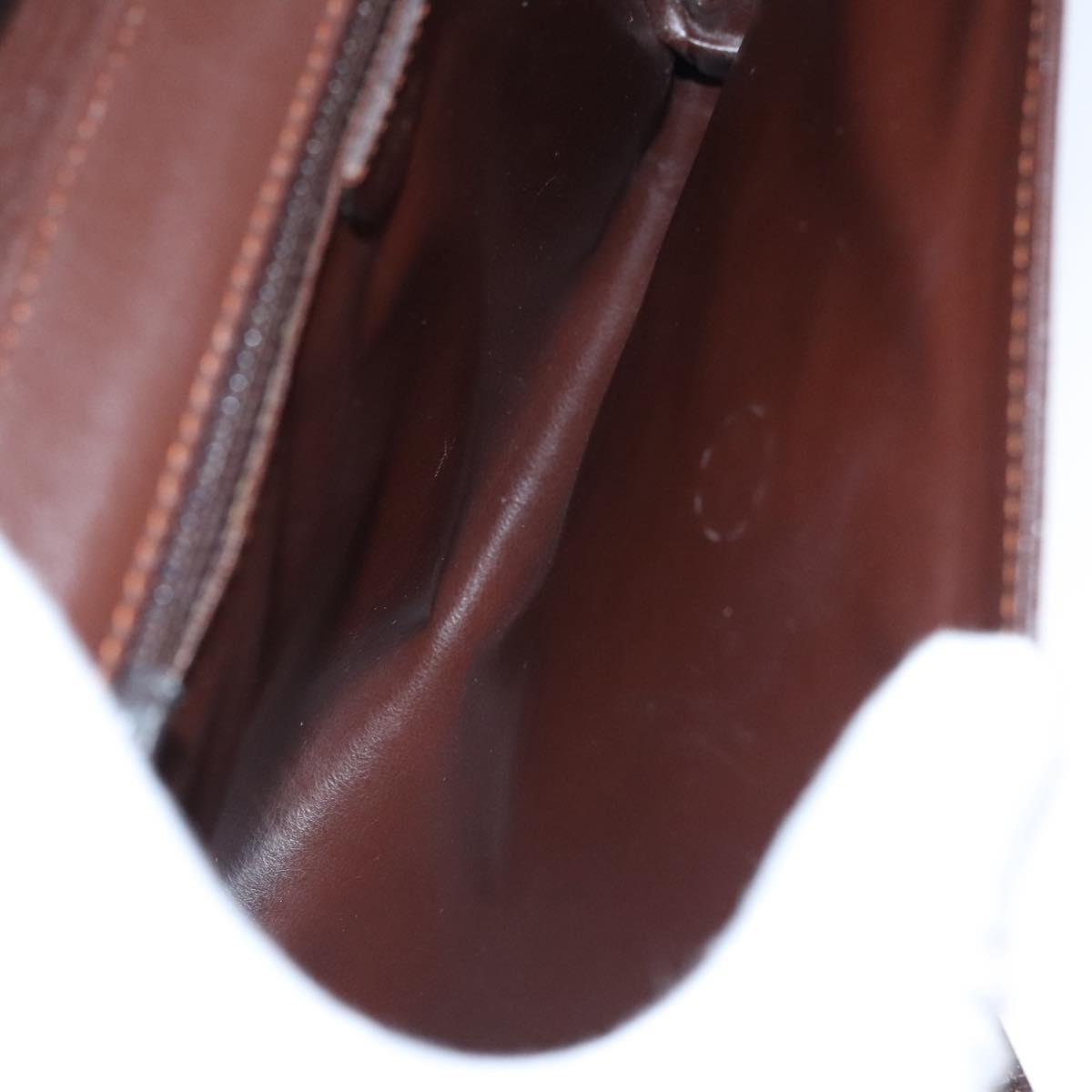 CELINE Circle Shoulder Bag Leather Brown Gold Auth bs21922