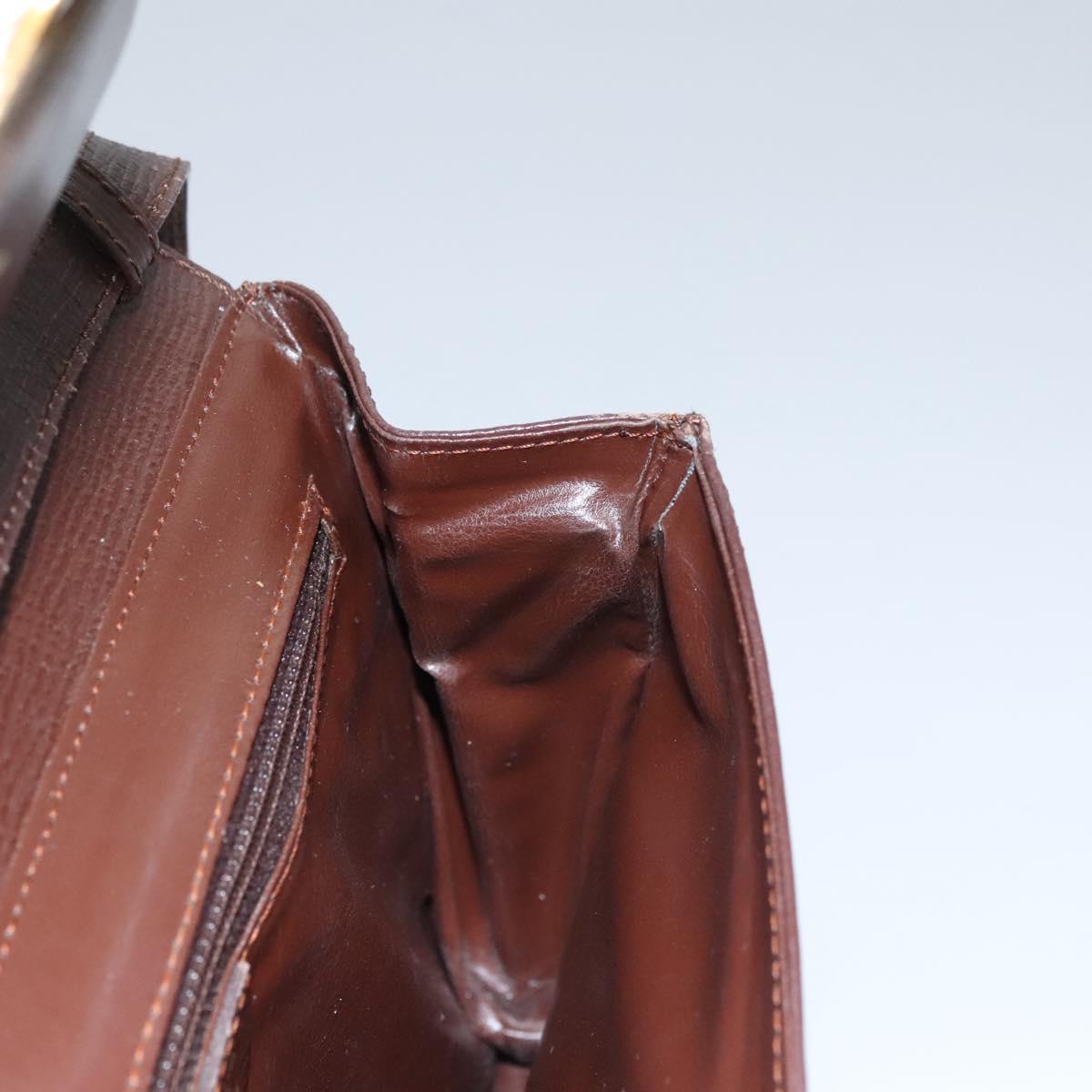 CELINE Circle Shoulder Bag Leather Brown Gold Auth bs21922