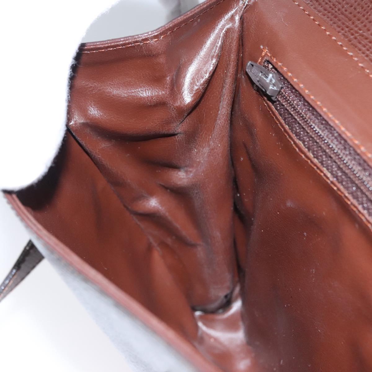 CELINE Circle Shoulder Bag Leather Brown Gold Auth bs21922