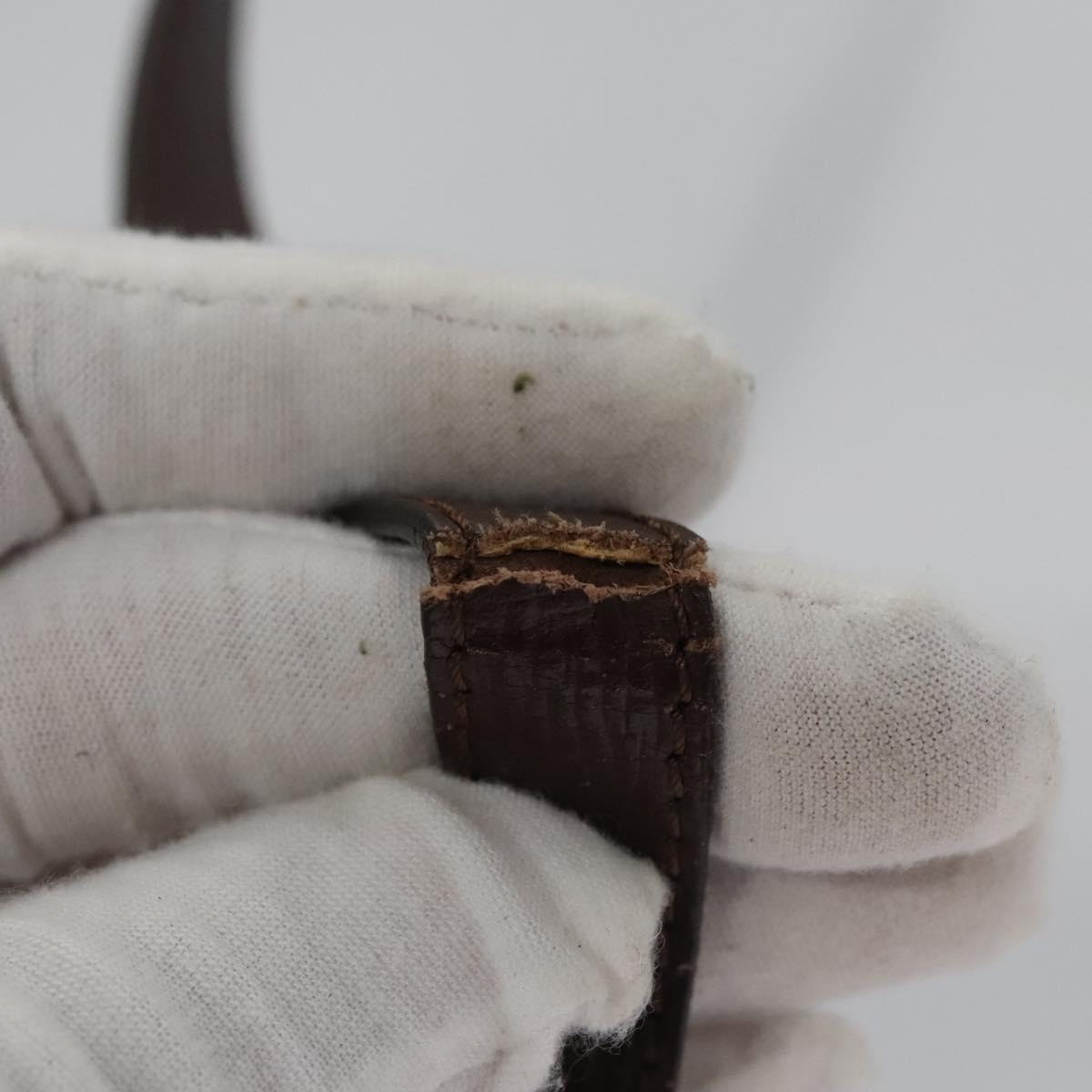 CELINE Circle Shoulder Bag Leather Brown Gold Auth bs21922