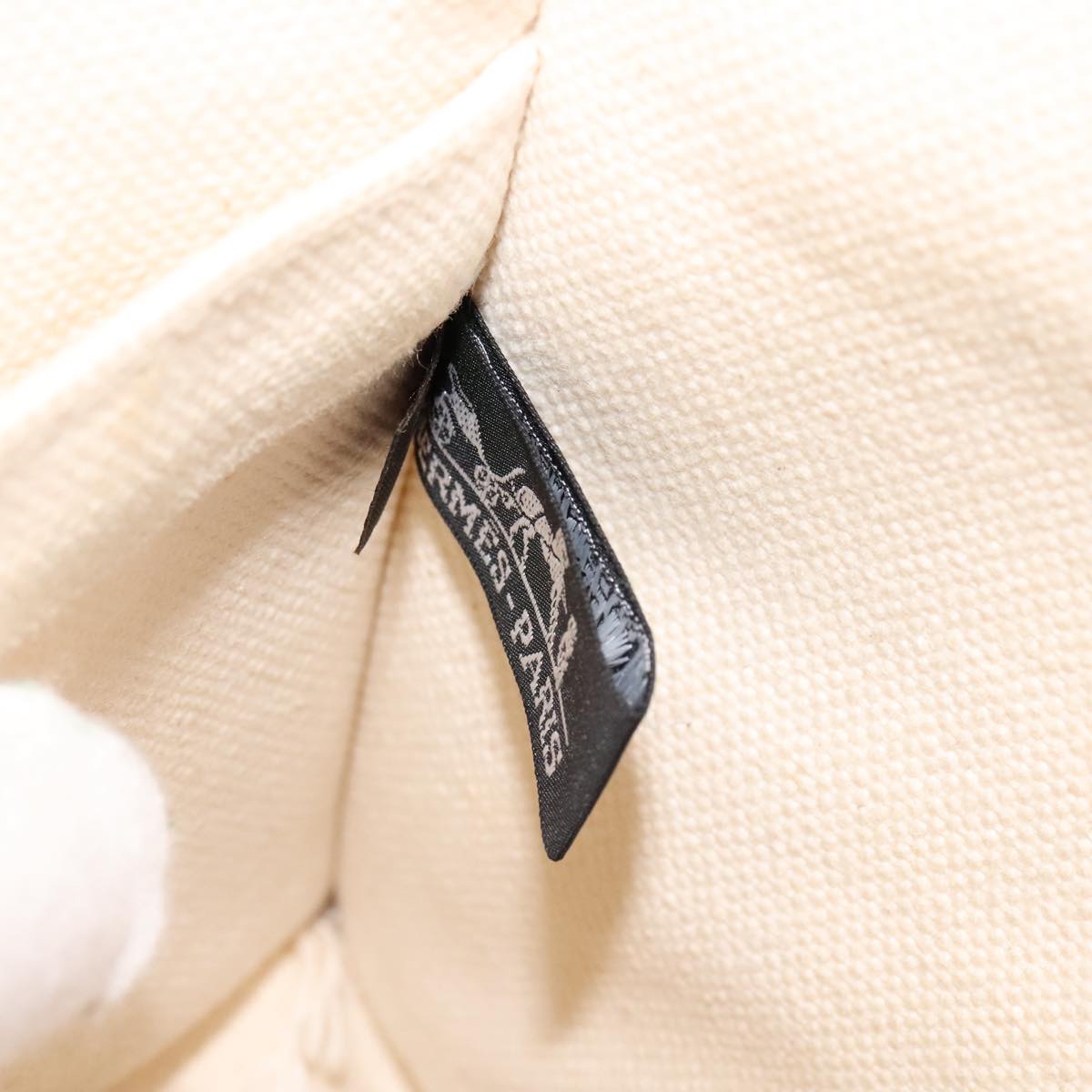 HERMES Bora Bora PM Tote Bag Canvas White Black Silver Auth bs21949