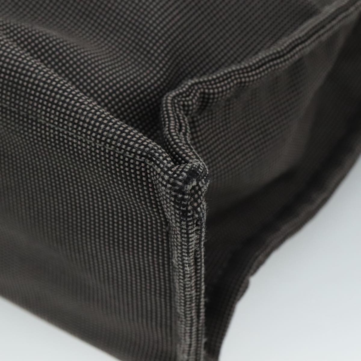 HERMES Her Line MM Hand Bag Canvas Gray Silver Auth bs21952