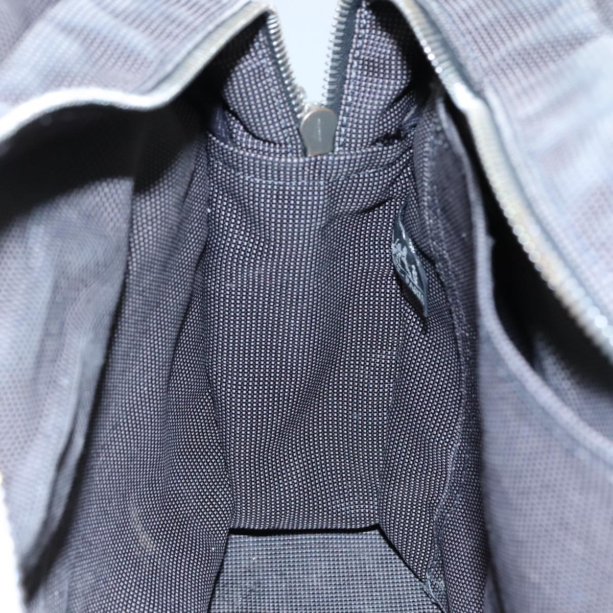 HERMES Her Line MM Hand Bag Canvas Gray Silver Auth bs21952