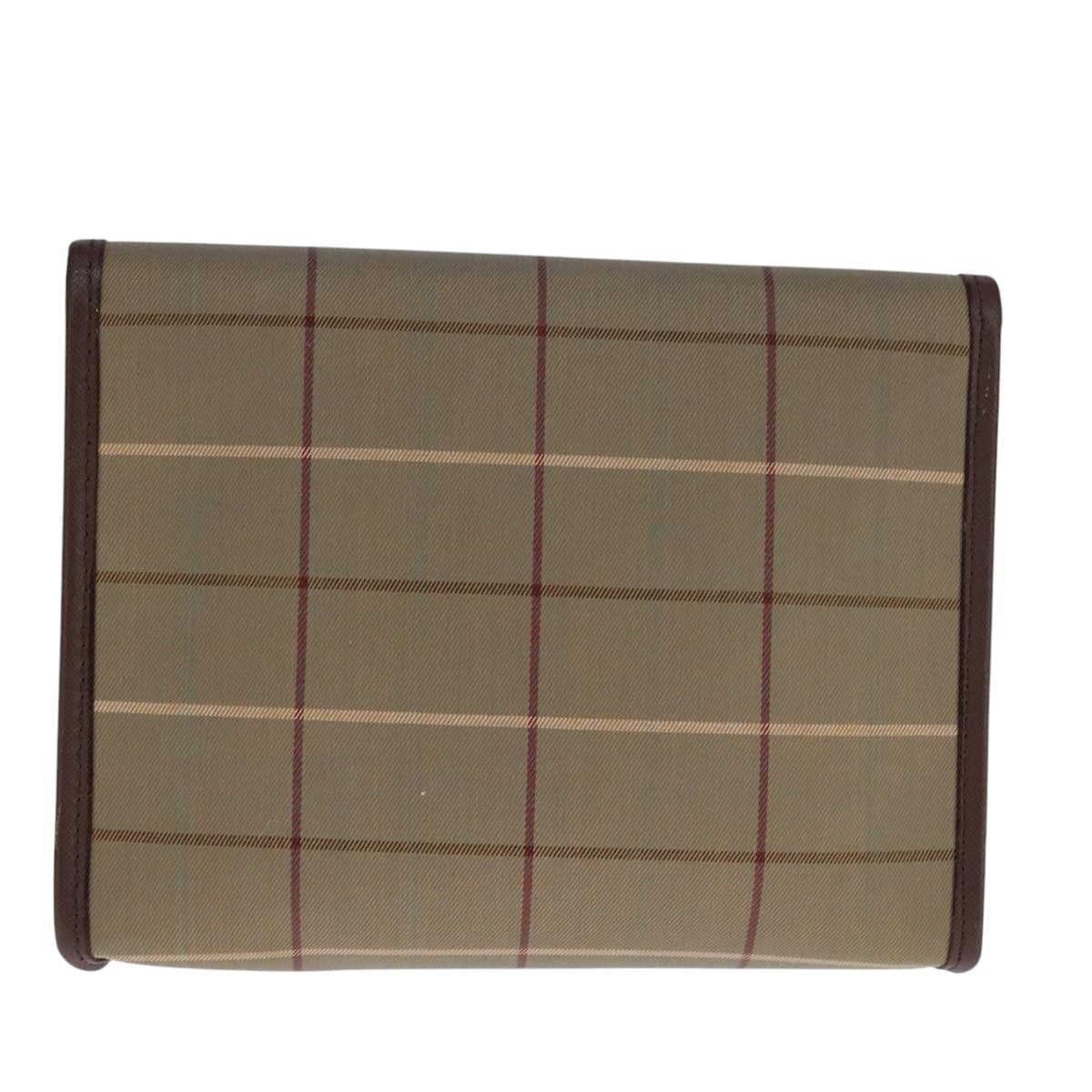 Burberrys Nova Check Clutch Bag Canvas Leather Beige Brown gold Auth bs21957