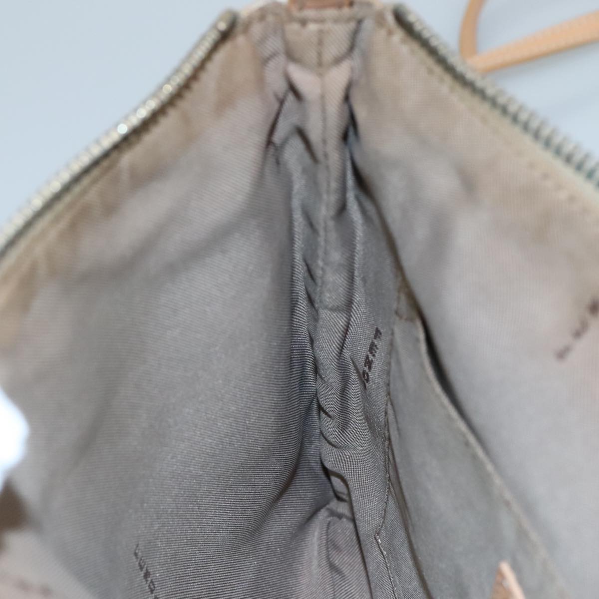 FENDI Zucchino Canvas Shoulder Bag Beige Gold Auth bs21960