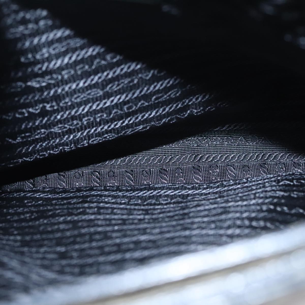 PRADA Shoulder Bag Leather Plastic Gray Dark Brown Auth bs21988