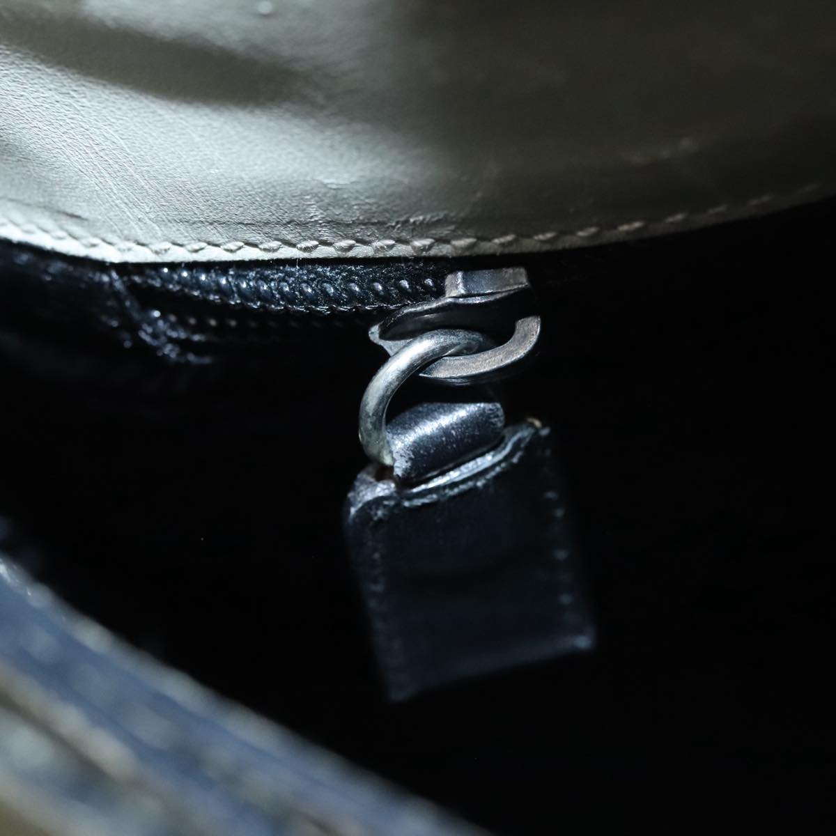 PRADA Shoulder Bag Leather Plastic Gray Dark Brown Auth bs21988