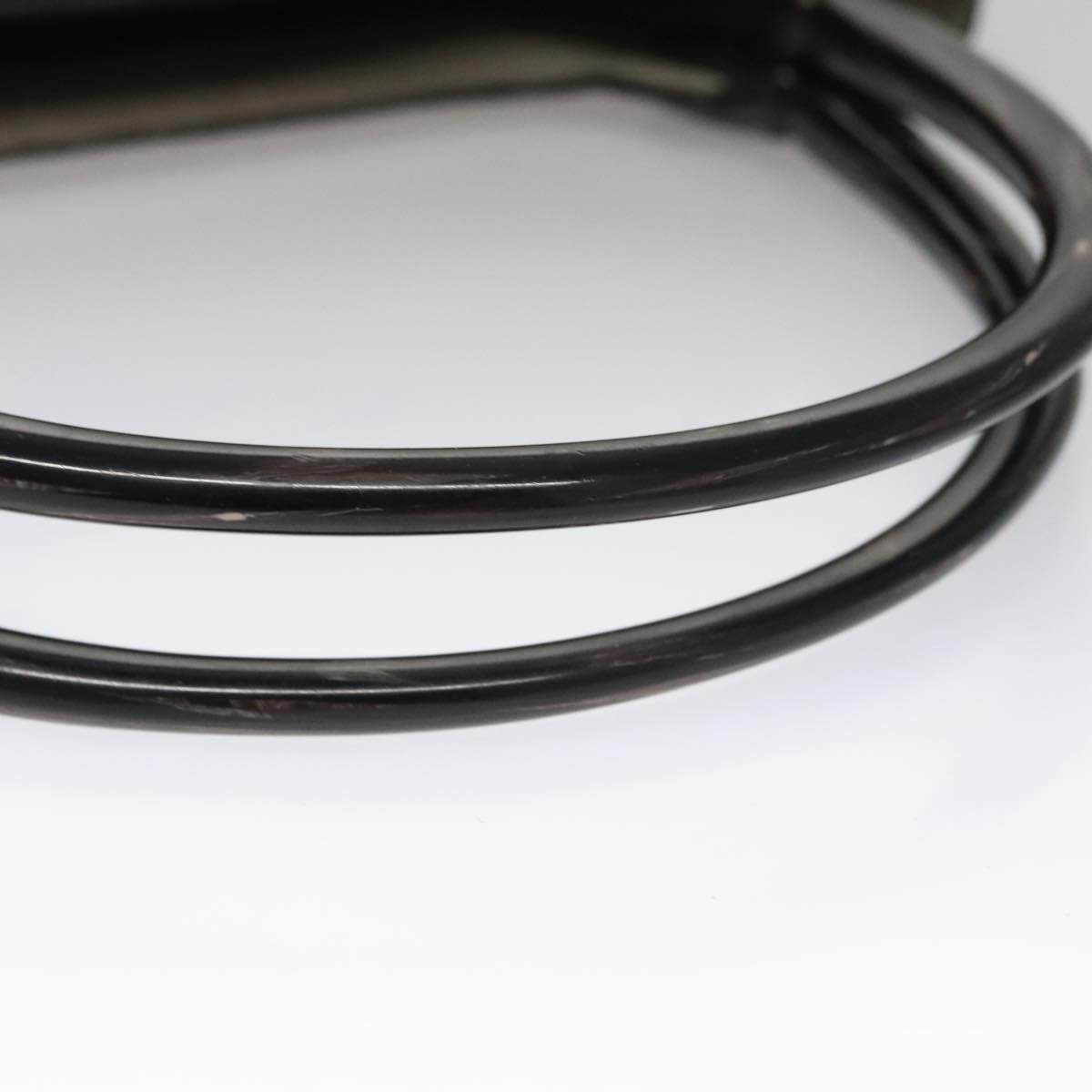 PRADA Shoulder Bag Leather Plastic Gray Dark Brown Auth bs21988